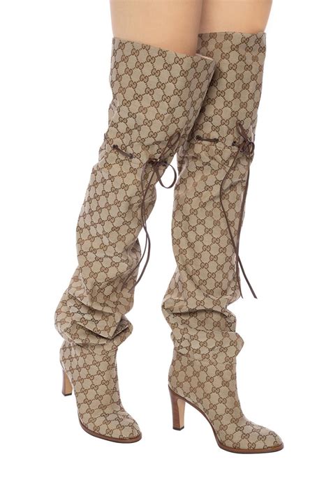 gucci boots women brown|gucci thigh high boots sale.